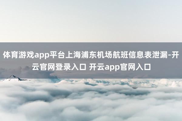 体育游戏app平台上海浦东机场航班信息表泄漏-开云官网登录入口 开云app官网入口